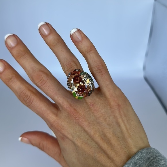 Mega Ring 925 with enamel butterfly and jeweled lizard size 6 - Picture 3 of 4